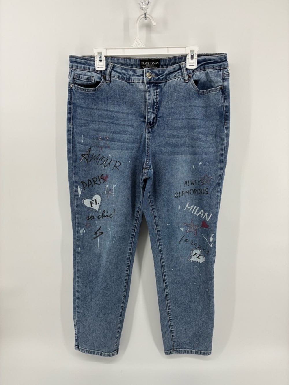 Frank Lyman Design Blue Graphic High Rise Skinny Jeans